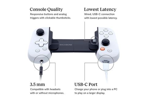 GamePad - One Android BACKBONE, Android, Bluetooth, Blanco