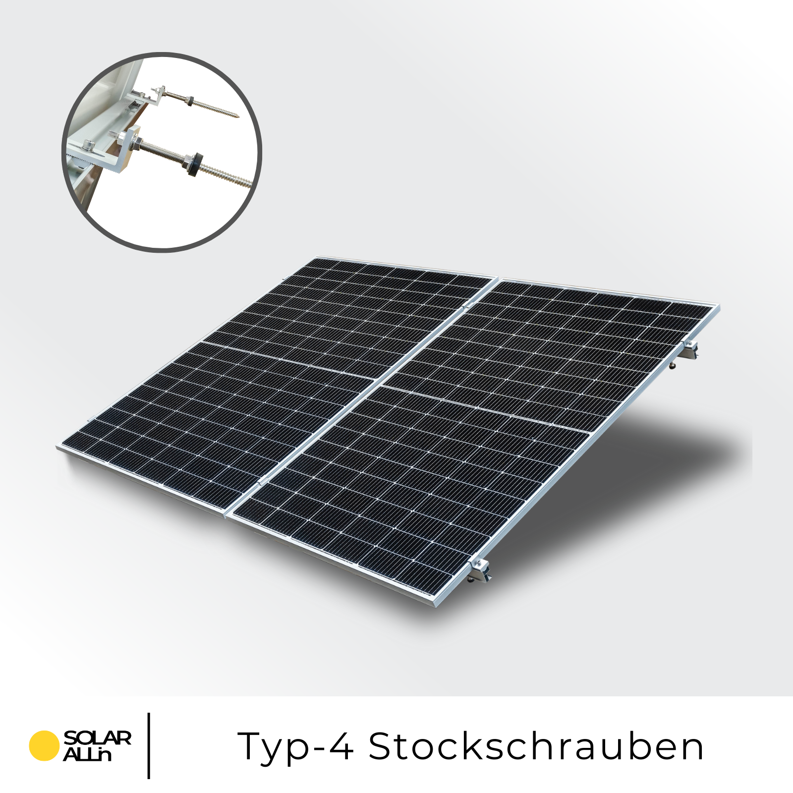 ALLin SMARTEC Hochkant-Verlegung SOLAR Stockschrauben Halterung Solarmodul Solar Halterungs-Set