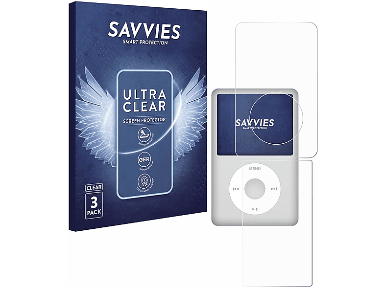 iPod (Display+Rückseite, Gen.)) 6x Apple 5.5 Schutzfolie(für SAVVIES klare Classic