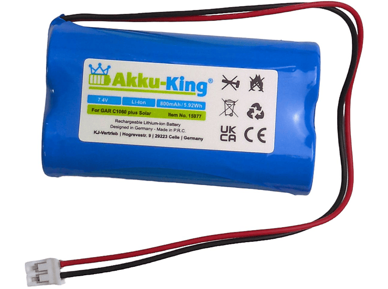 AKKU-KING Akku kompatibel mit Gardena 01866-00.600.02 Li-Ion Gartengeräte-Akku, 7.4 Volt, 800mAh