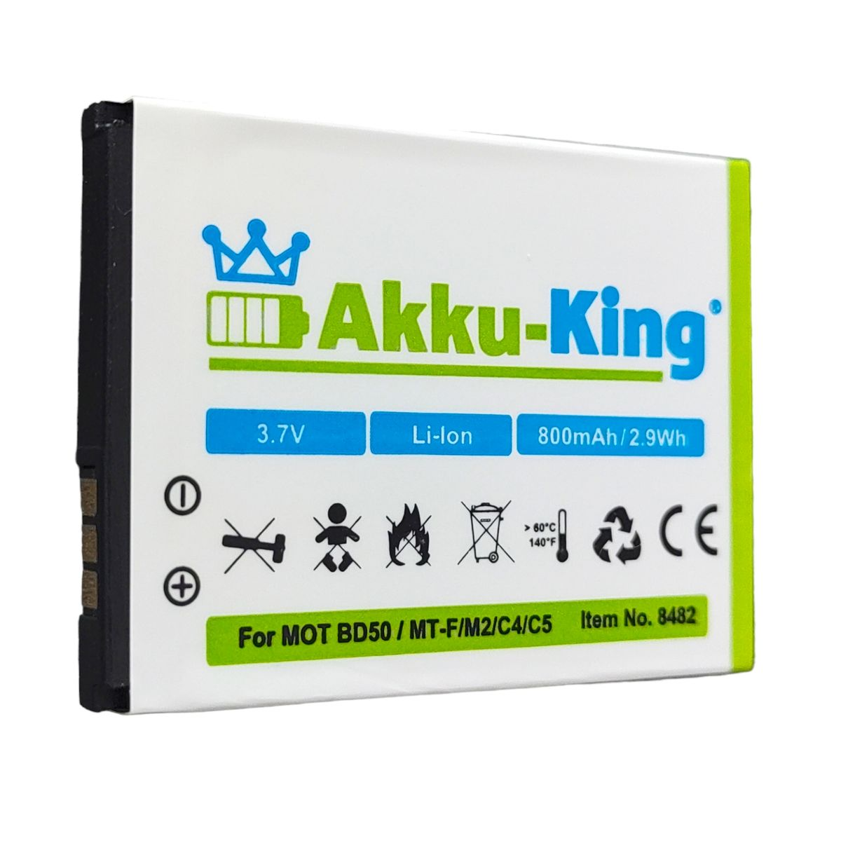 800mAh für AKKU-KING Akku 312BAT006 Volt, Li-Ion AVM 3.7 Handy-Akku,