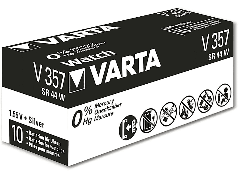 SR44, VARTA Silver Stück Knopfzelle 10 1.55V, Silberoxid Knopfzelle Oxide, 357