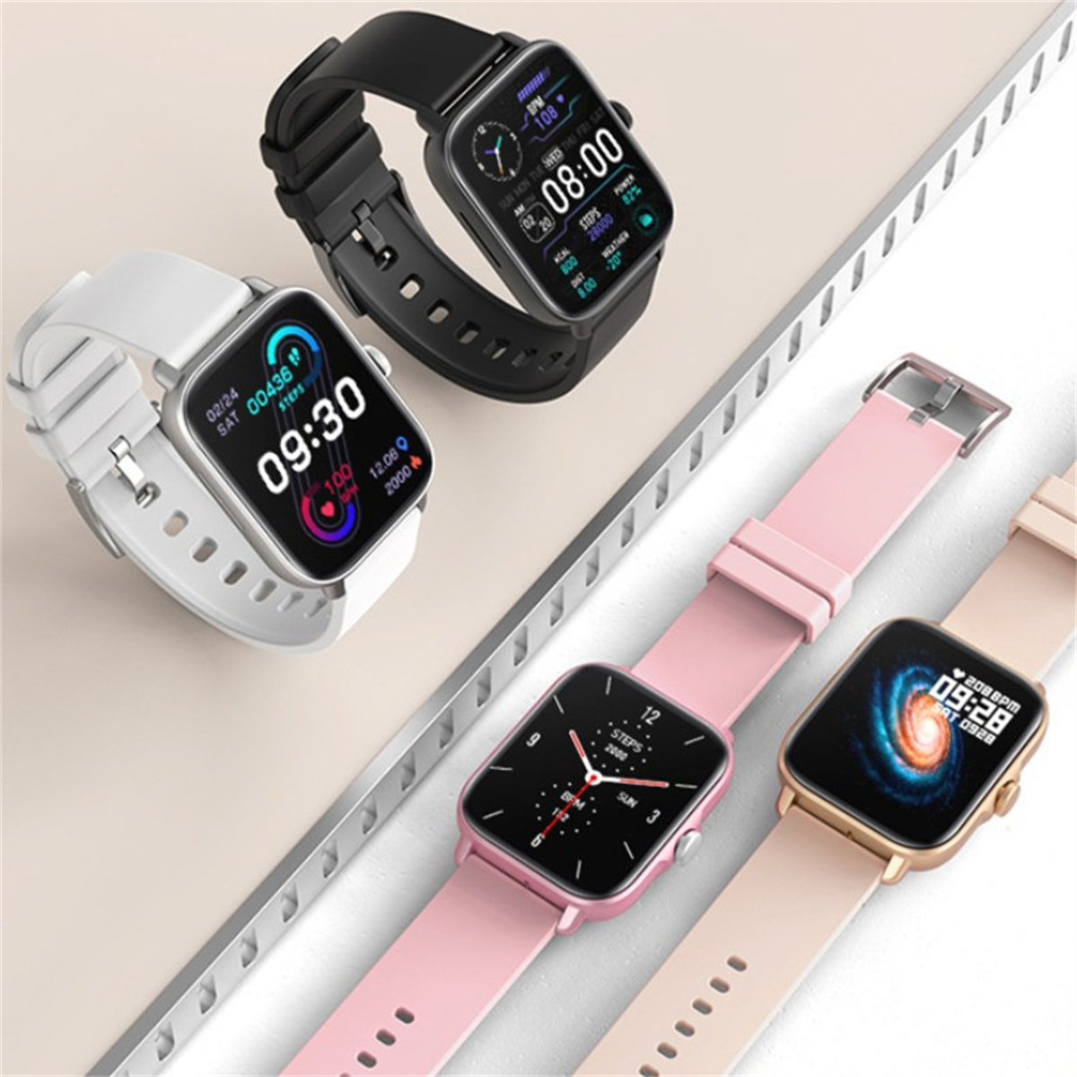 sprechende Watch Uhr Silber Bluetooth Silber BRIGHTAKE Sportarmband Smart Leder, Gesundheitsüberwachung Herzfrequenz Smartwatch