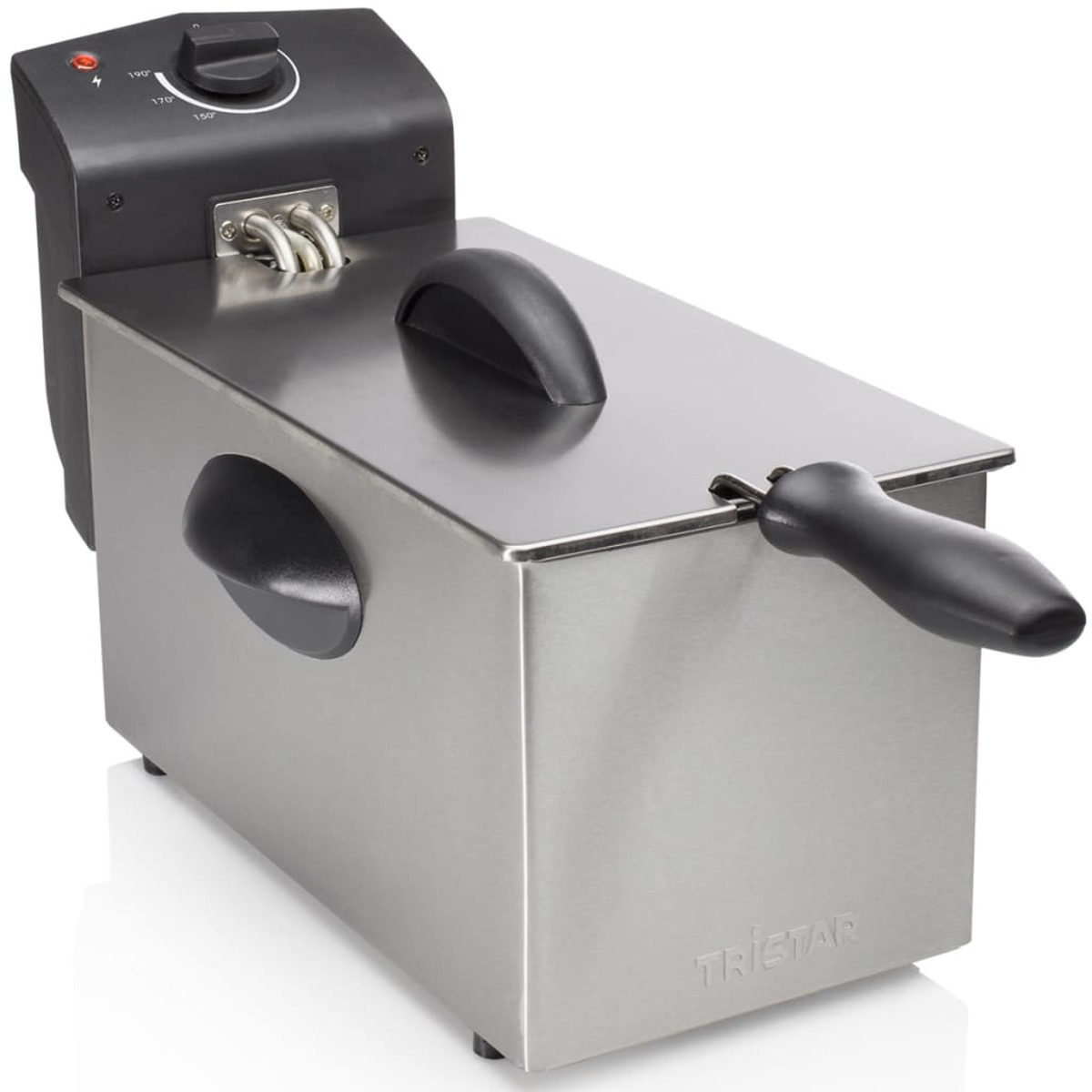 Große Thermostat Silber Fritteuse Watt Kaltzonen & 2000 Liter Emaille-Behälter 3 mit Fritteuse, regelbarem Watt TRISTAR Kaltzonen 2000