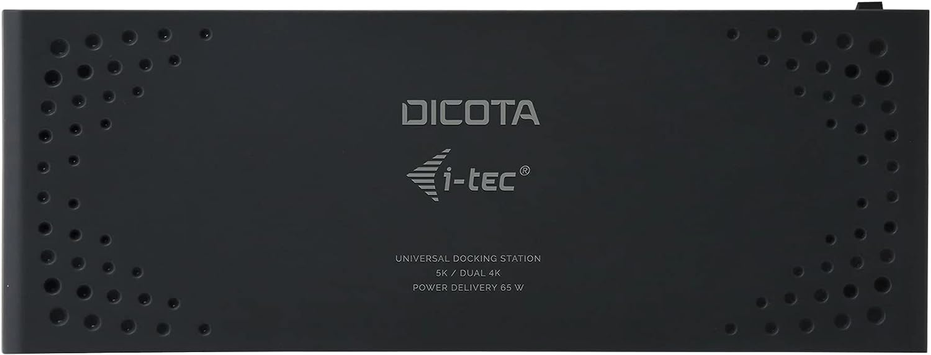 Estación de acoplamiento universal Dicota i-tec negra con texto en el frente.
