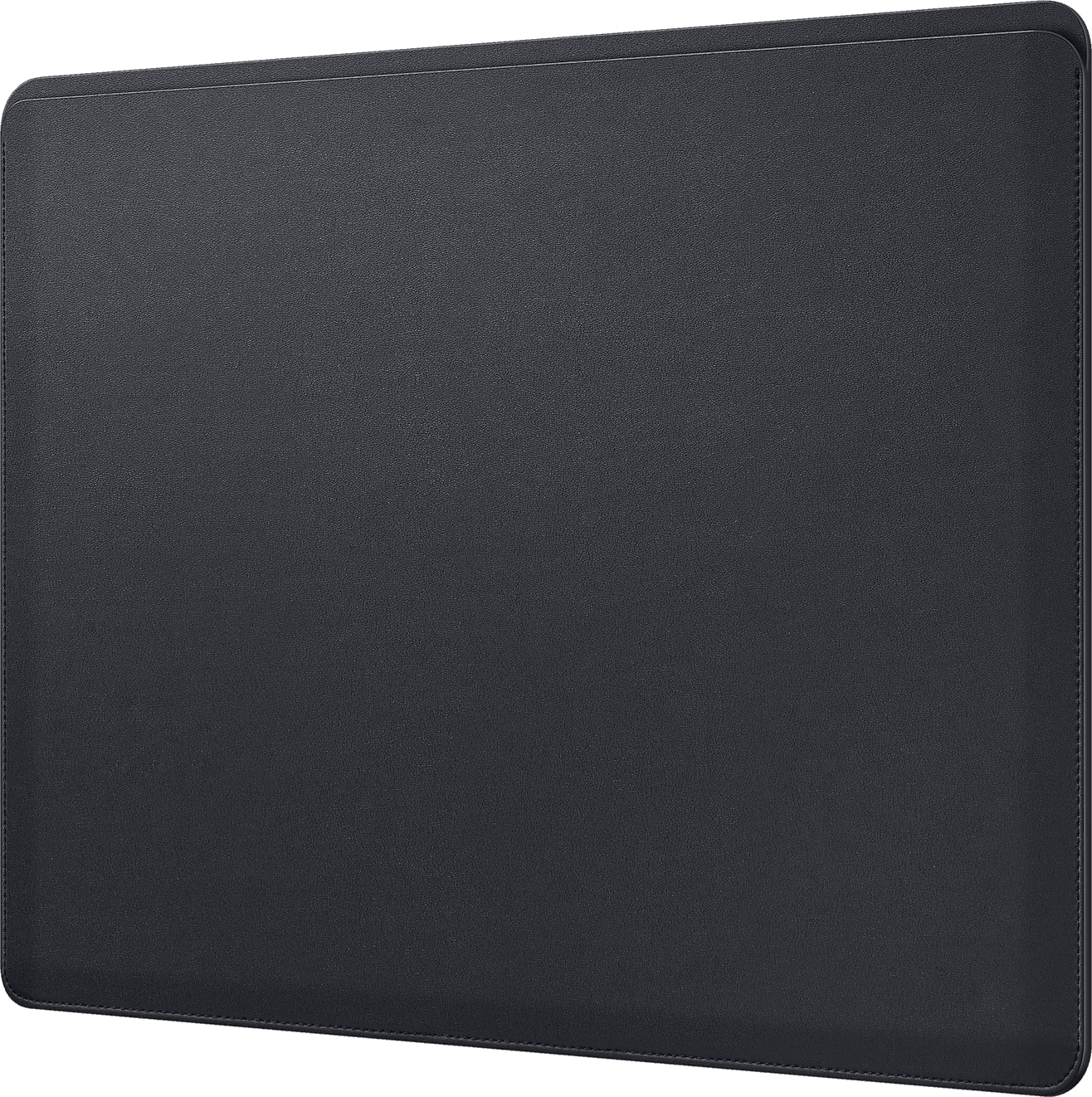 Custodia per tablet nera. È un design semplice e liscio in pelle.