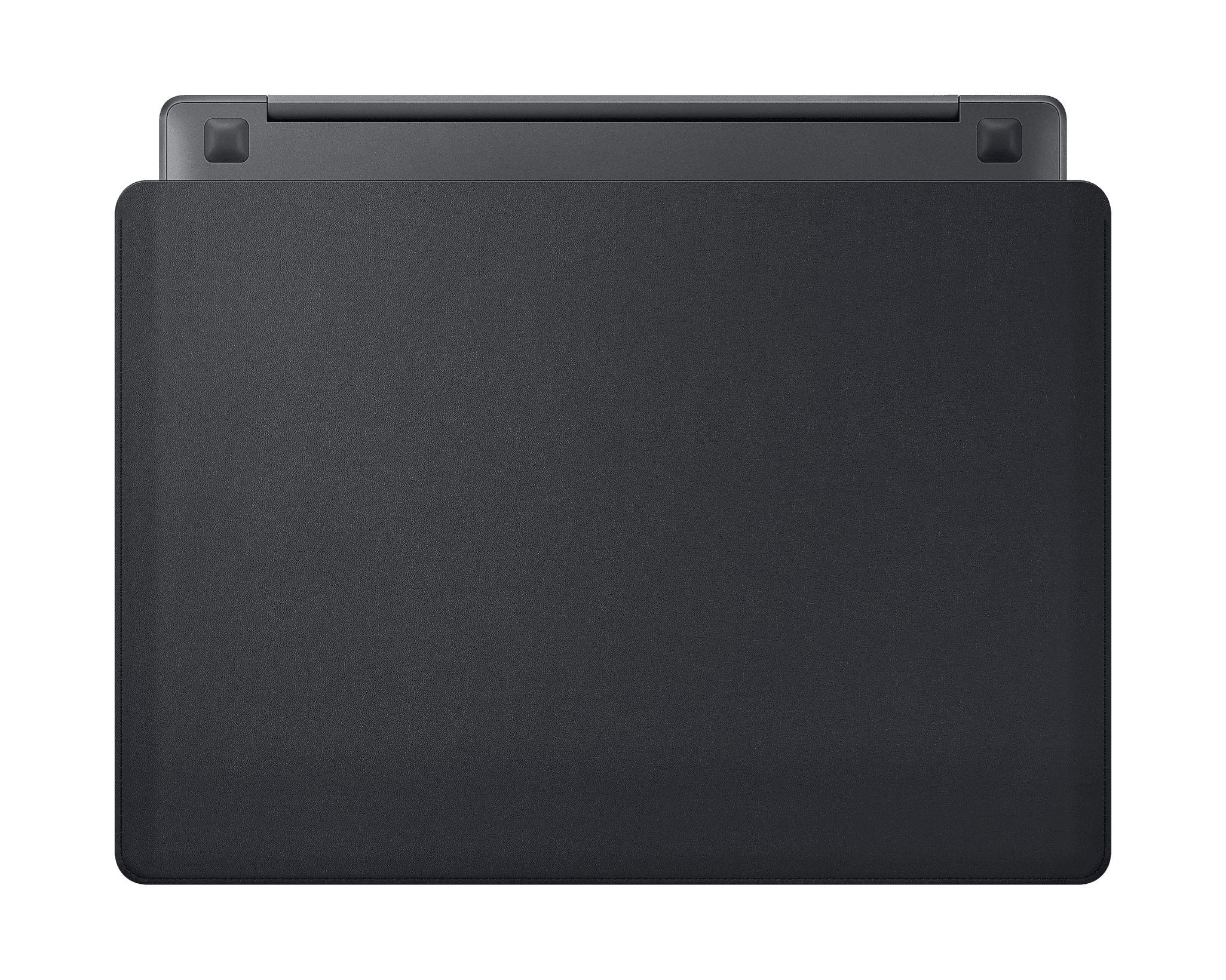 Schwarze Tablet-Hülle, ein schlichtes, schlichtes Design. Die Hülle ist aus Leder.
