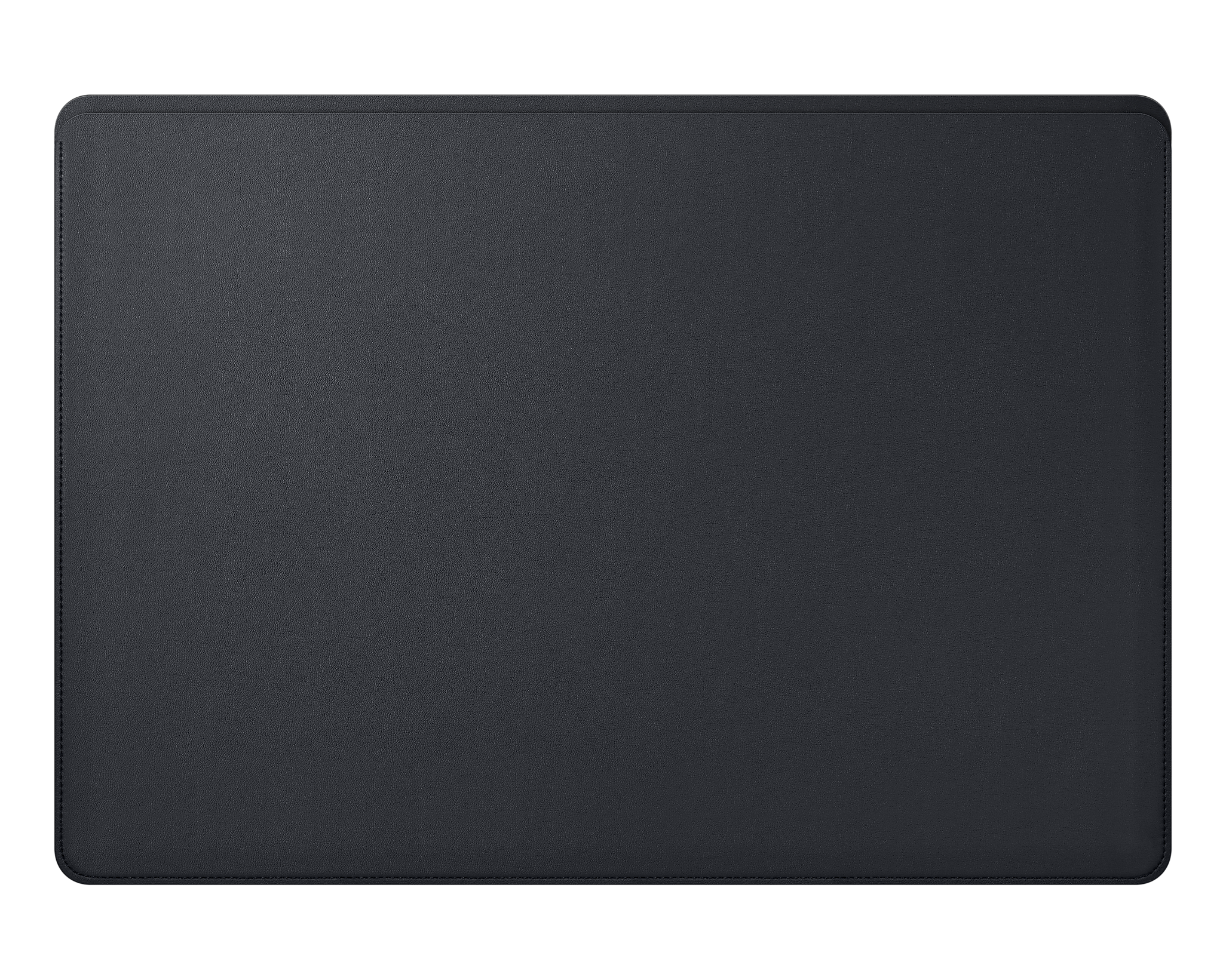 Dunkelgraue Tablet-Matte auf schwarzem Untergrund. Glatte Lederstruktur sichtbar.