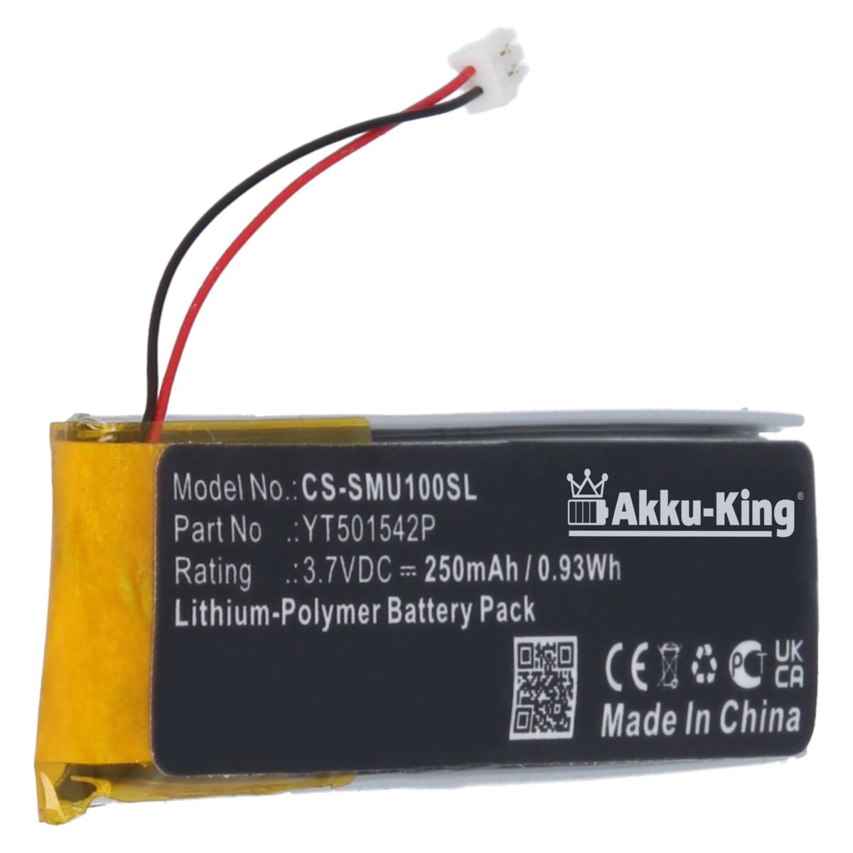 AKKU-KING Akku YT501542P Li-Polymer Volt, Sena 250mAh Geräte-Akku, mit kompatibel 3.7