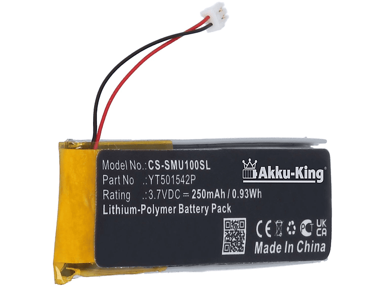 AKKU-KING Akku kompatibel mit Sena YT501542P Li-Polymer Geräte-Akku, 3.7 Volt, 250mAh