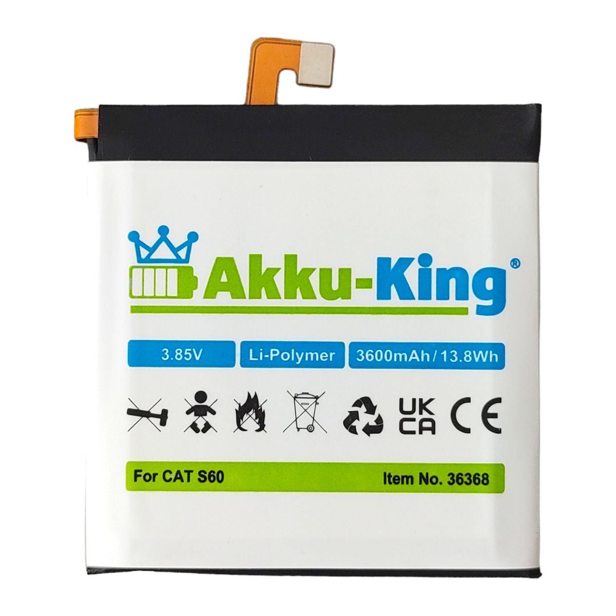 AKKU-KING Akku kompatibel mit Caterpillar CAT 3600mAh 3.85 Handy-Akku, Li-Polymer Volt, S60