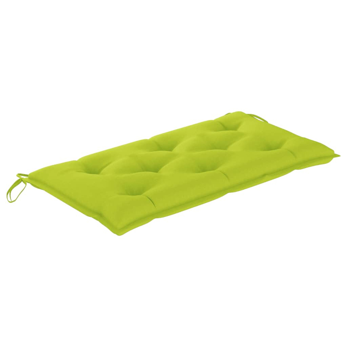 Grünes rechteckiges Kissen mit getuftetem Design, auf weißem Hintergrund.