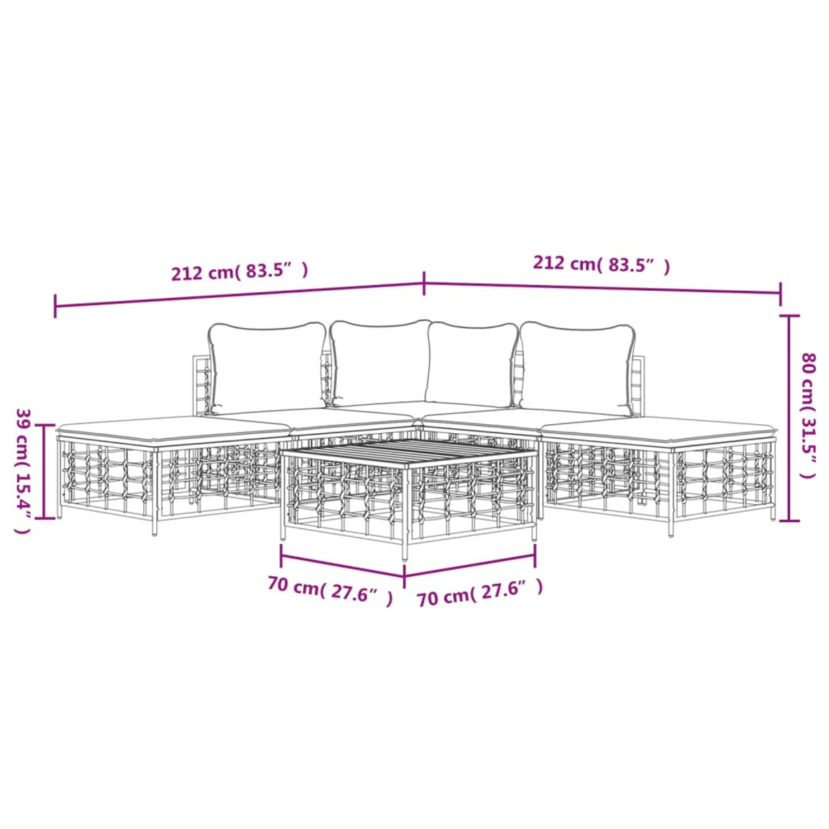 Gartensofa, 3186759 VIDAXL Grau