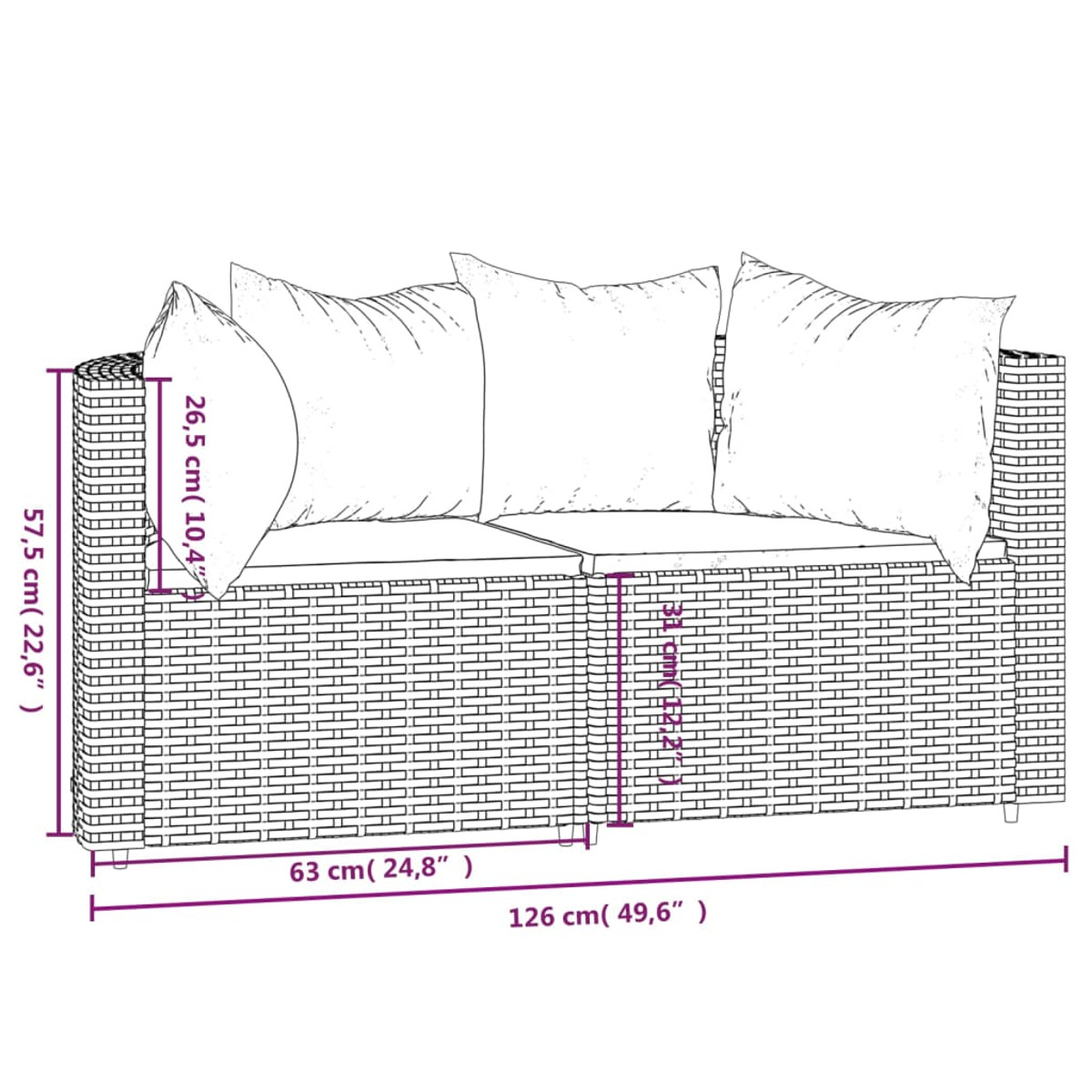 Grau VIDAXL Gartensofa, 319854