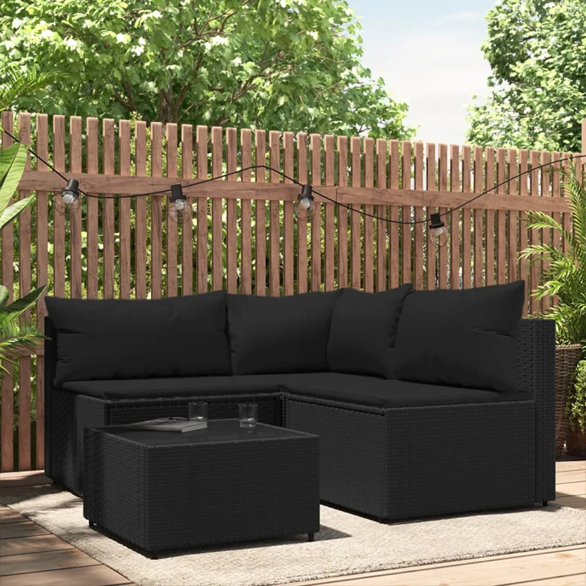 VIDAXL 319781 Gartensofa, Schwarz