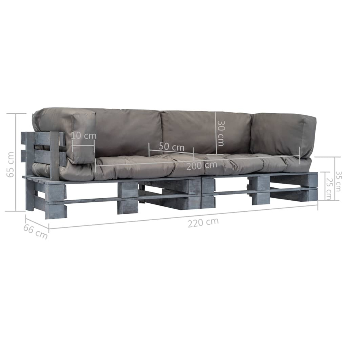 Grau Gartensofa, VIDAXL 275300