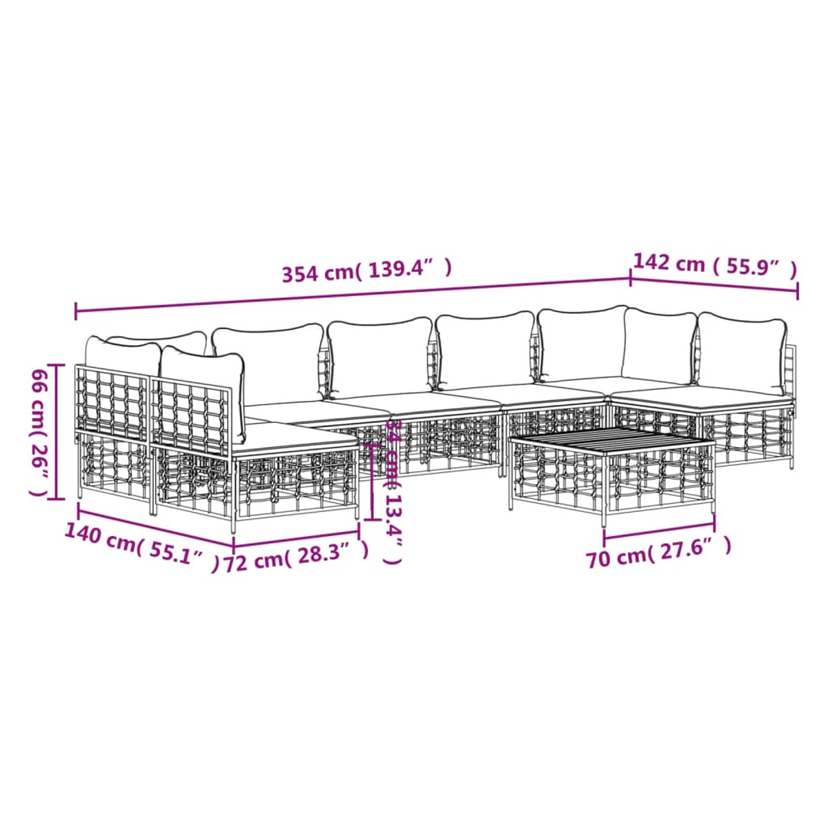 Gartensofa, Grau 3186795 VIDAXL