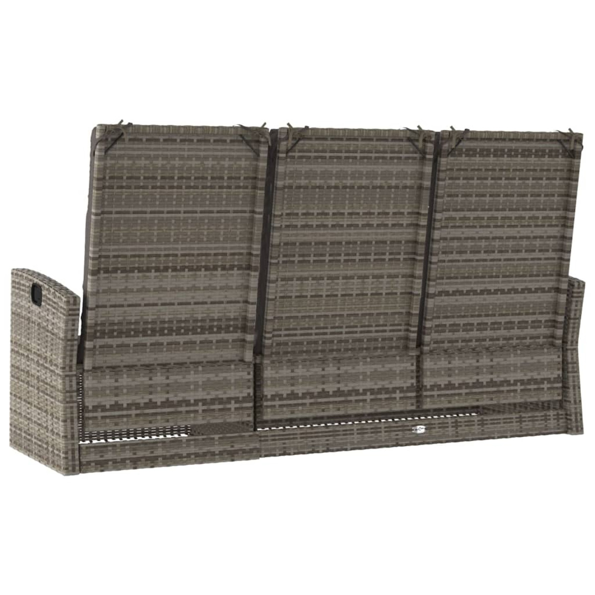Rattan-Sofa-Rückseite, drei Abschnitte, graue Farbe.
