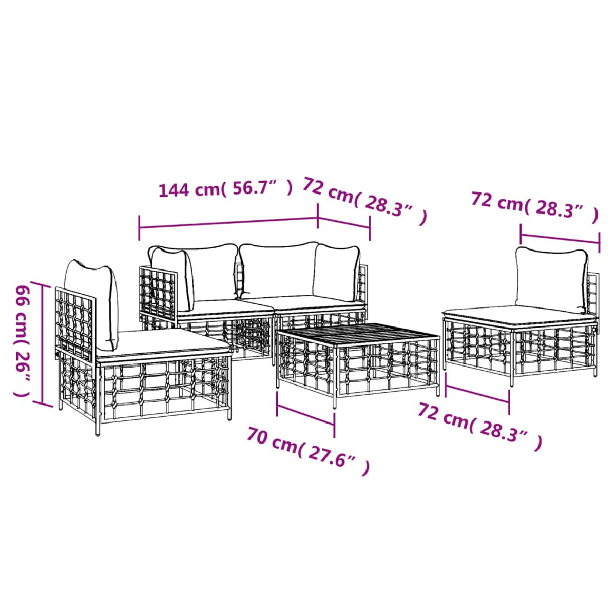 VIDAXL 3186714 Gartensofa, Grau