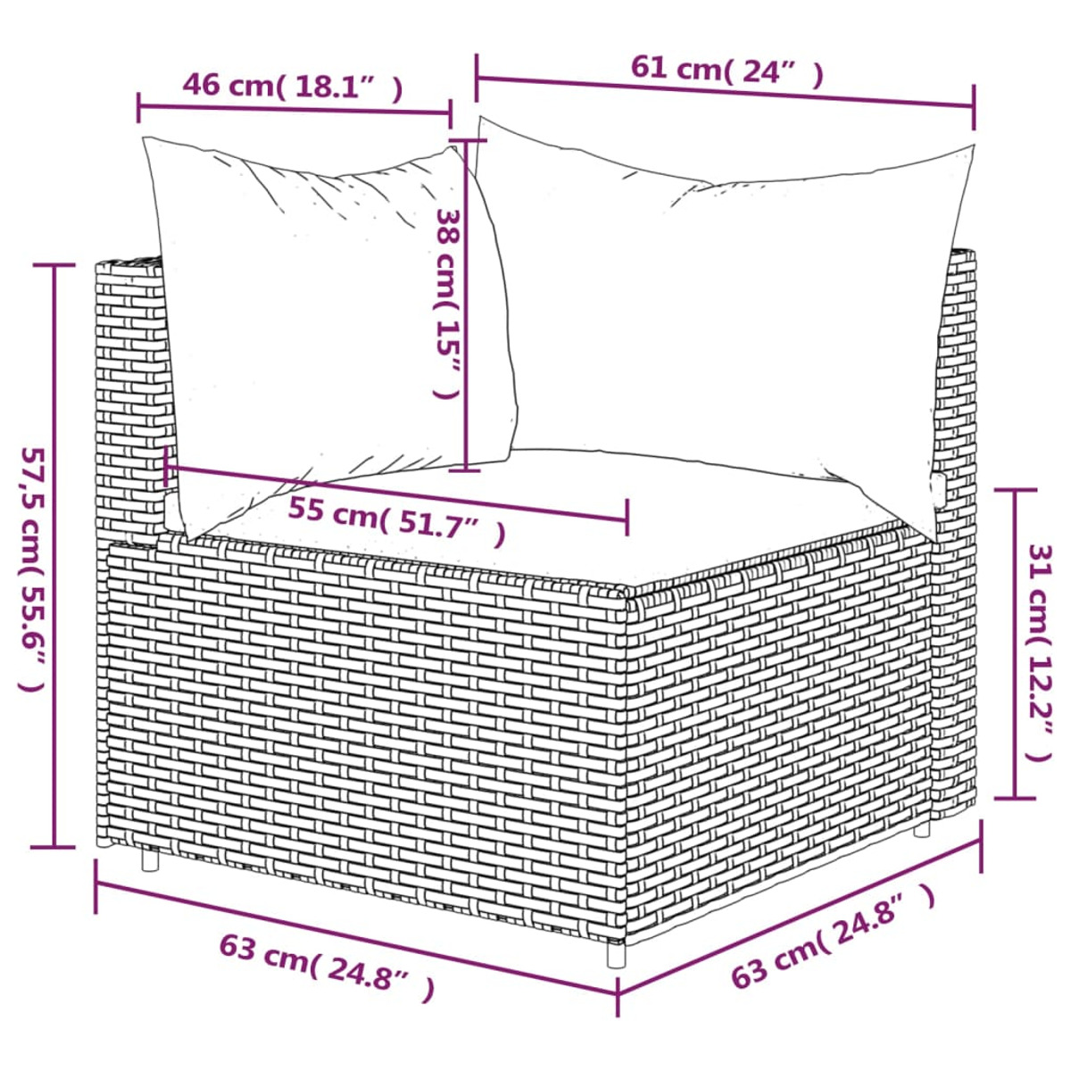 Gartensofa, Braun VIDAXL 319809