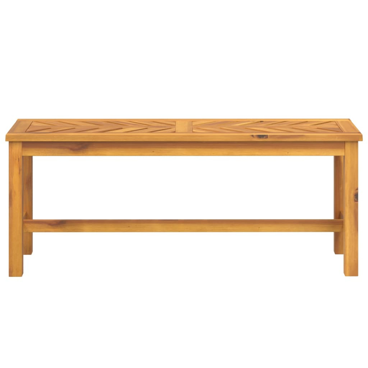 Ein rechteckiger Holztisch. Er hat eine dekorative Oberseite mit geschnitztem Design.