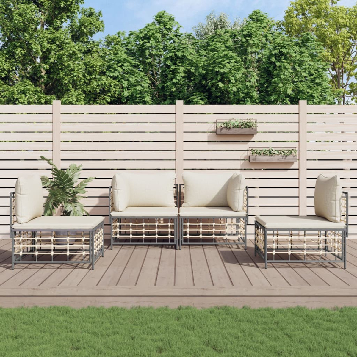 3186712 Grau Gartensofa, VIDAXL