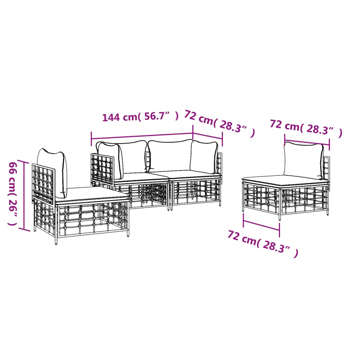 VIDAXL 3186712 Gartensofa, Grau