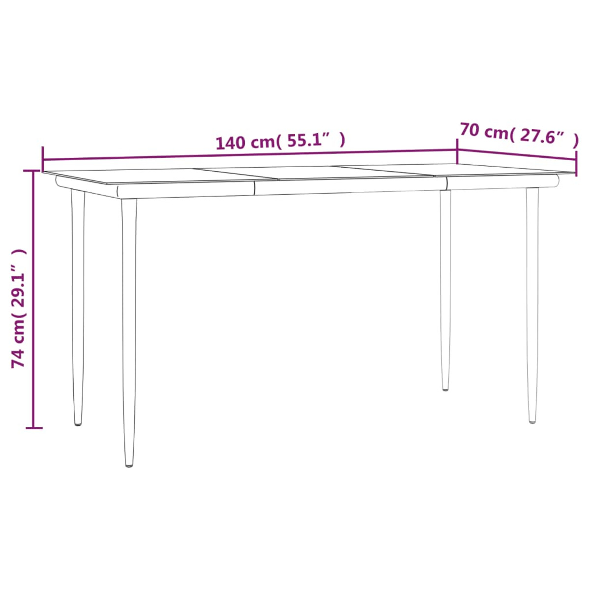 Gartentisch- Schwarz VIDAXL 3203275 Stuhlset, und