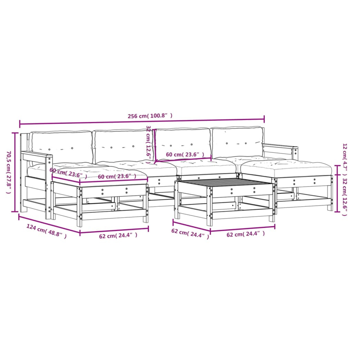 VIDAXL 3185942 Gartentisch- und Stuhlset, Weiß