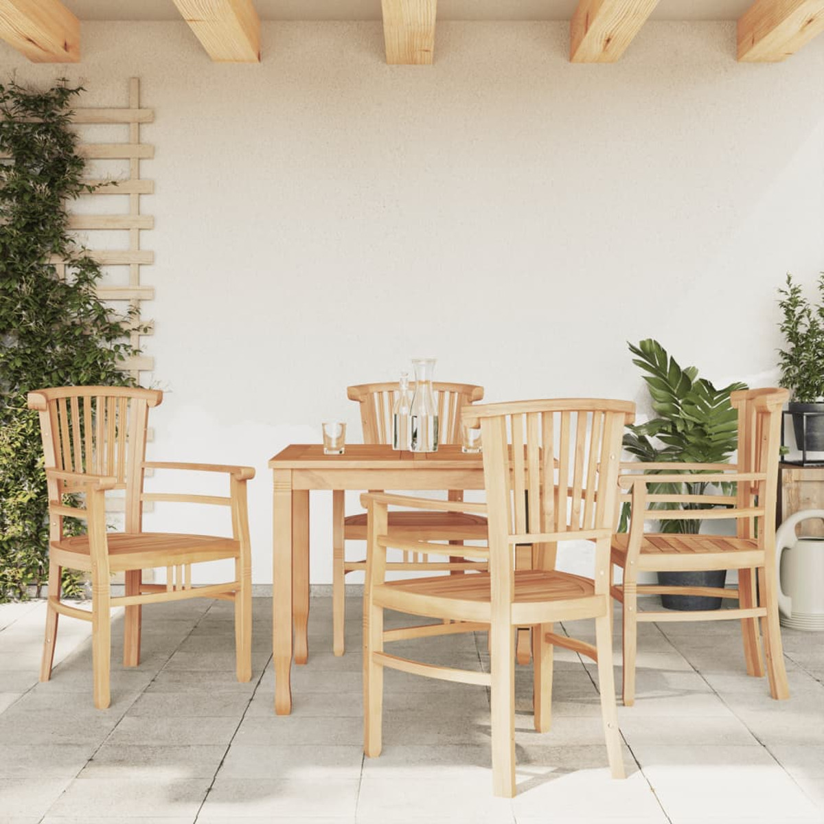 VIDAXL Gartentisch- Holzfarbe und Stuhlset, 3155760