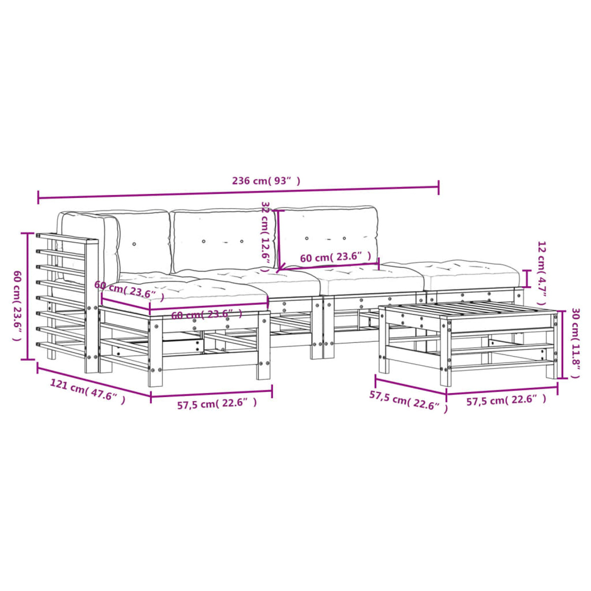 VIDAXL 3185915 Gartentisch- und Grau Stuhlset