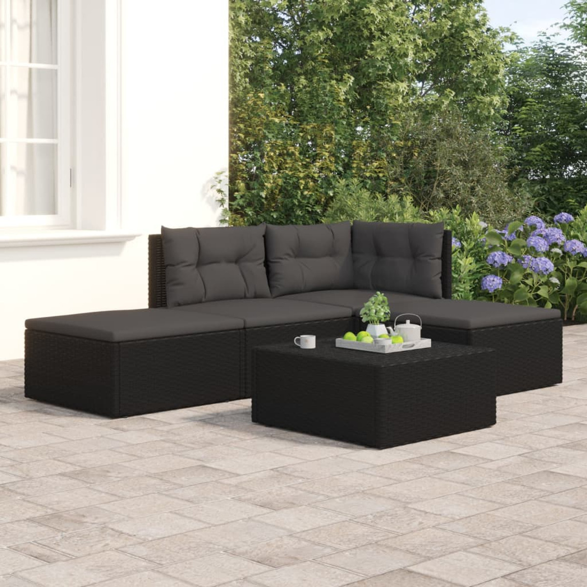 VIDAXL 3187104 Gartentisch- und Stuhlset, Schwarz