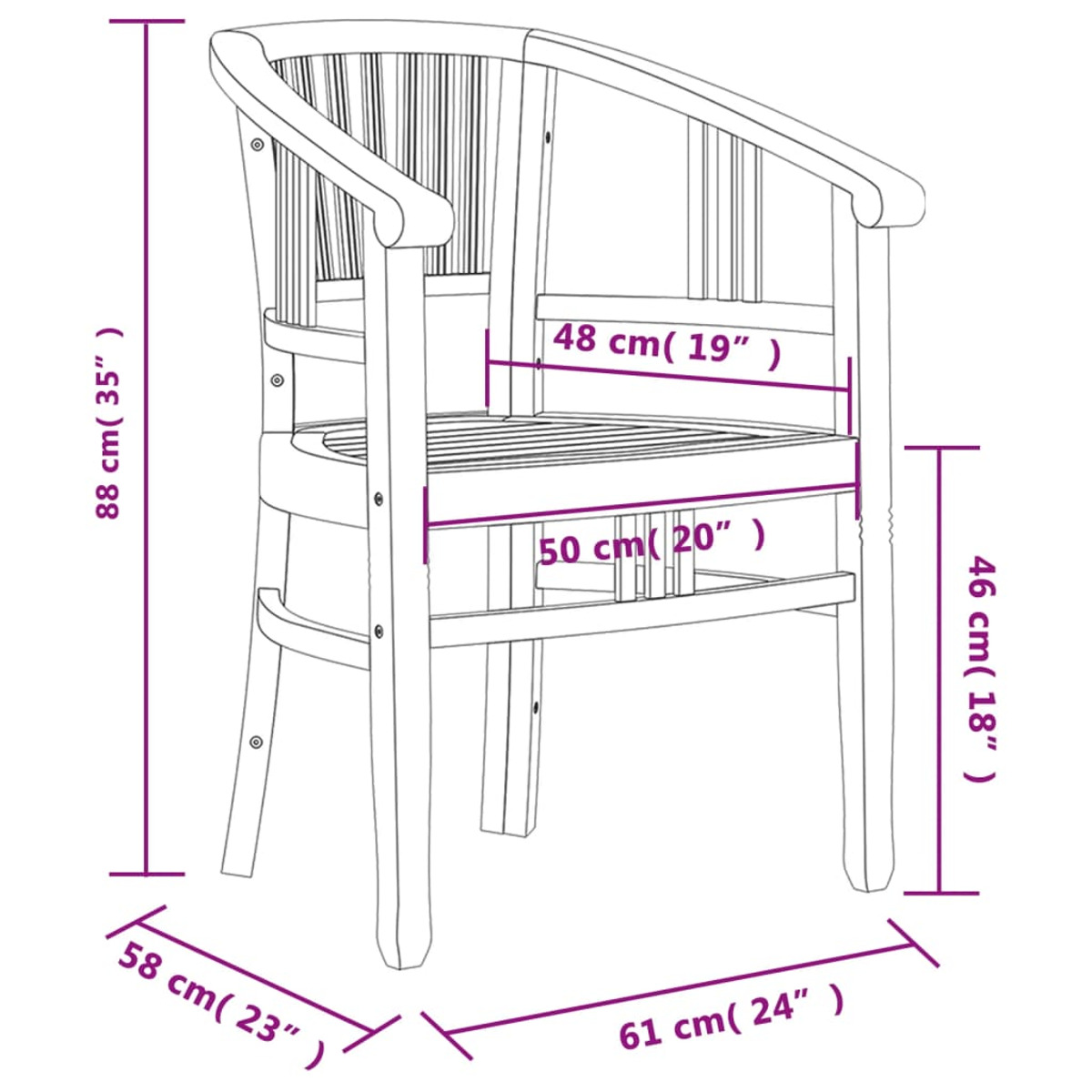 VIDAXL Gartentisch- Stuhlset, und 3155754 Holzfarbe