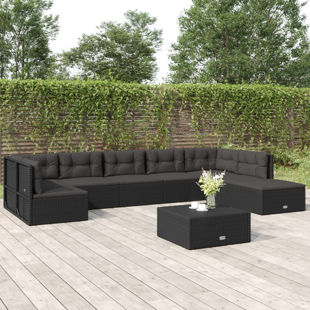 VIDAXL 3187162 Gartentisch- und Stuhlset, Schwarz