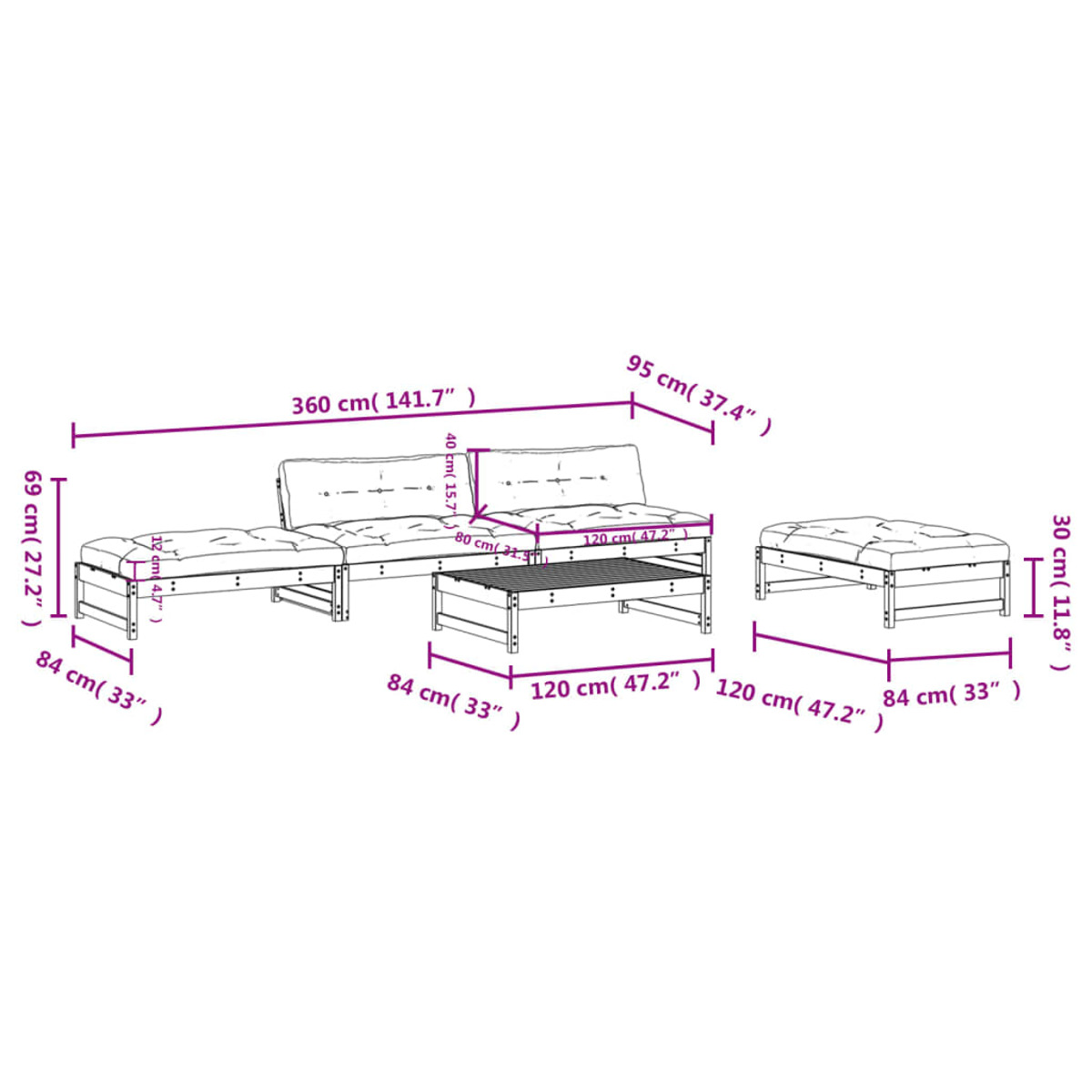 Stuhlset, VIDAXL 3186117 Gartentisch- und Weiß