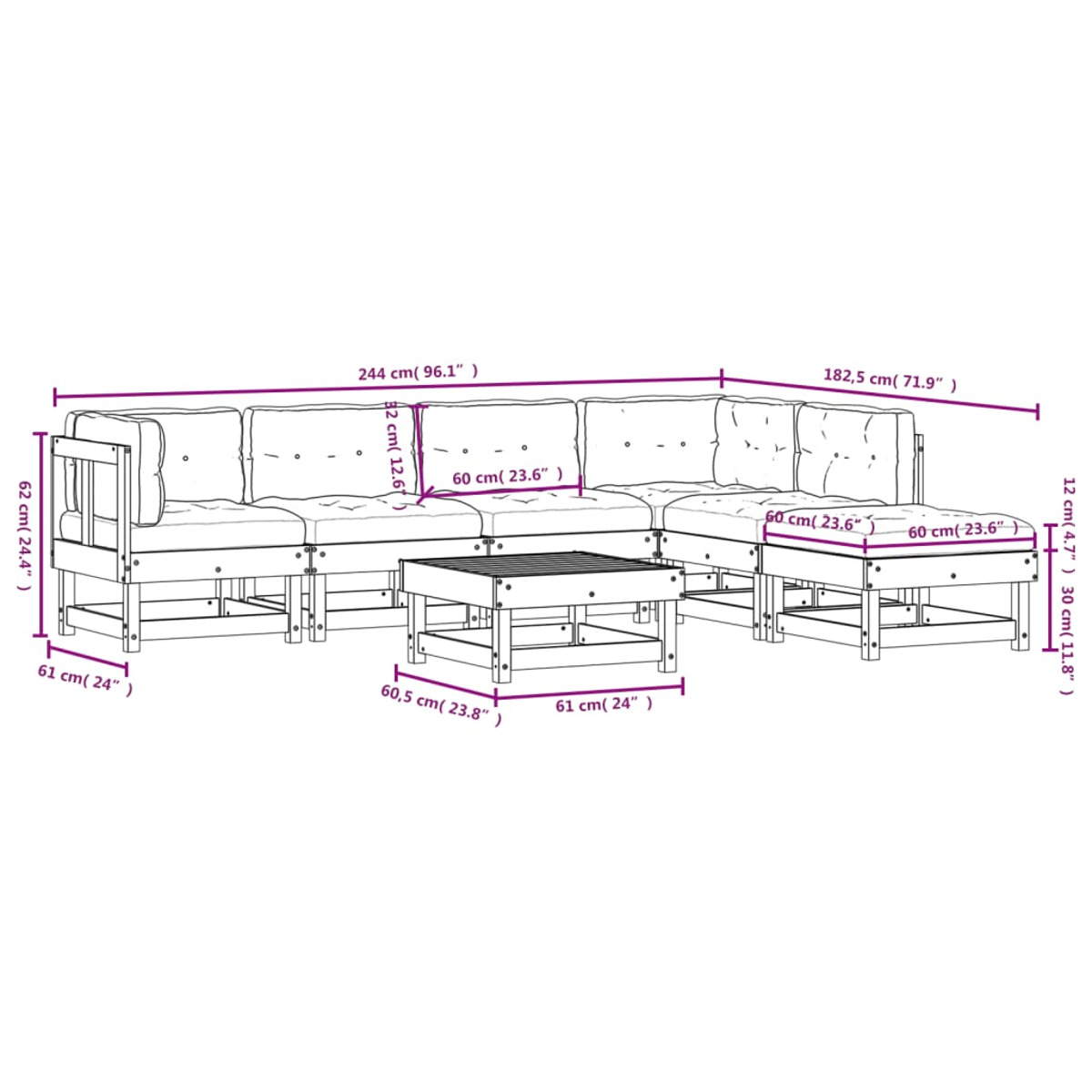 Stuhlset, VIDAXL Gartentisch- 3185957 Grau und