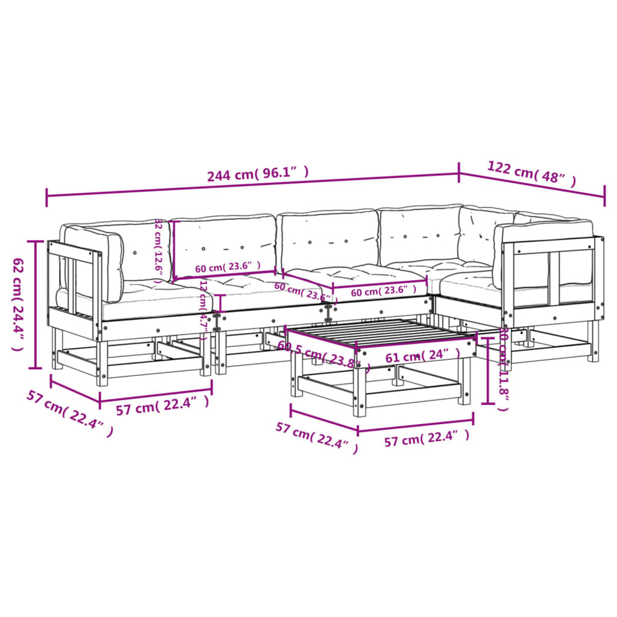 3185988 Gartentisch- Grau Stuhlset, und VIDAXL