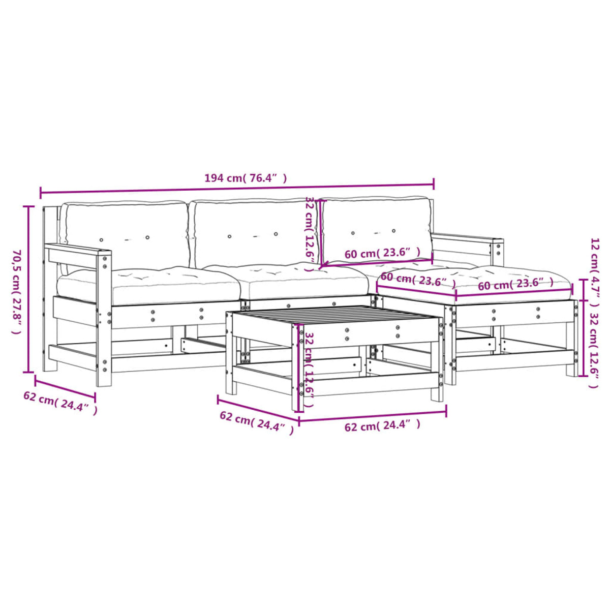 VIDAXL 3185795 Stuhlset, Weiß Gartentisch- und