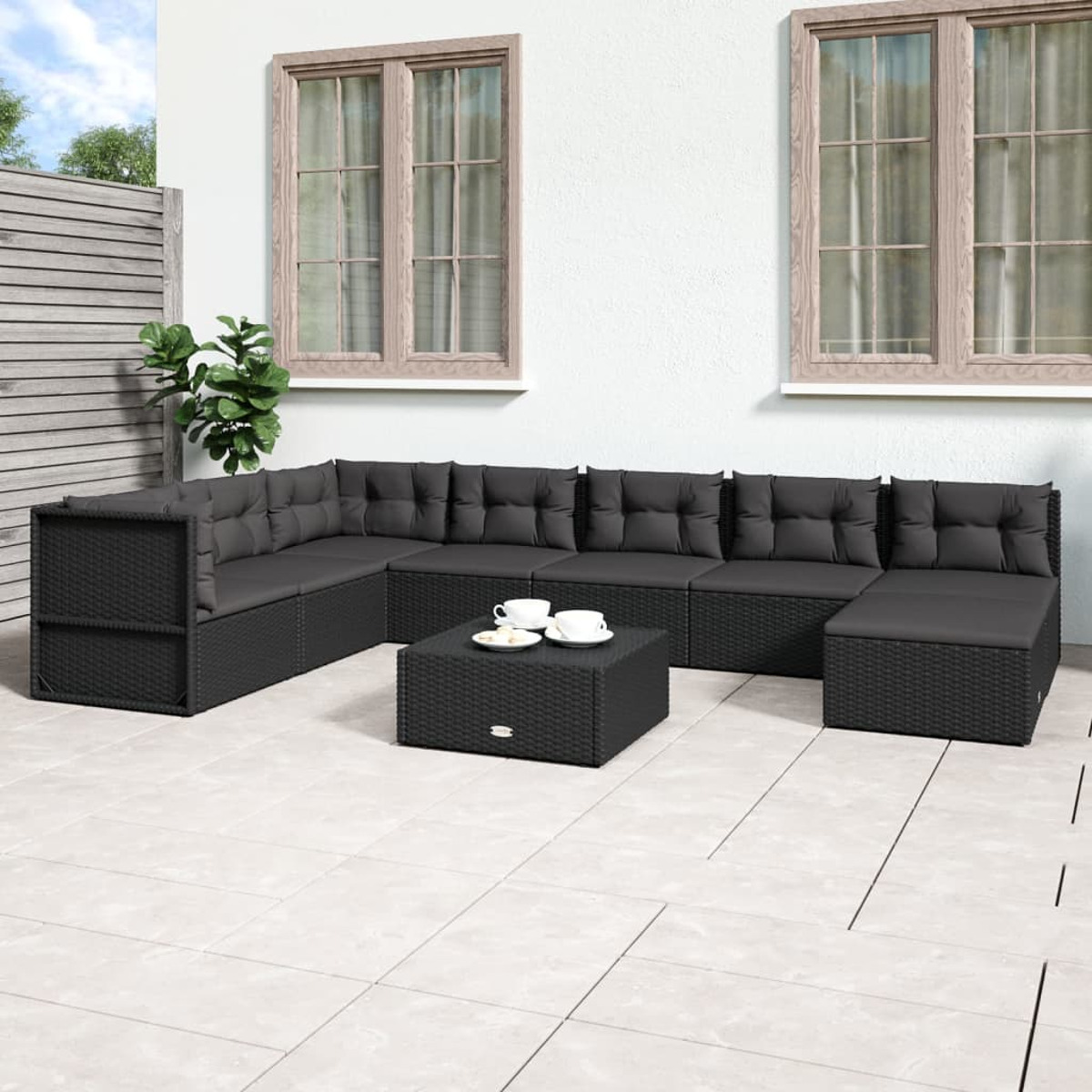 VIDAXL Stuhlset, Schwarz und Gartentisch- 3187101