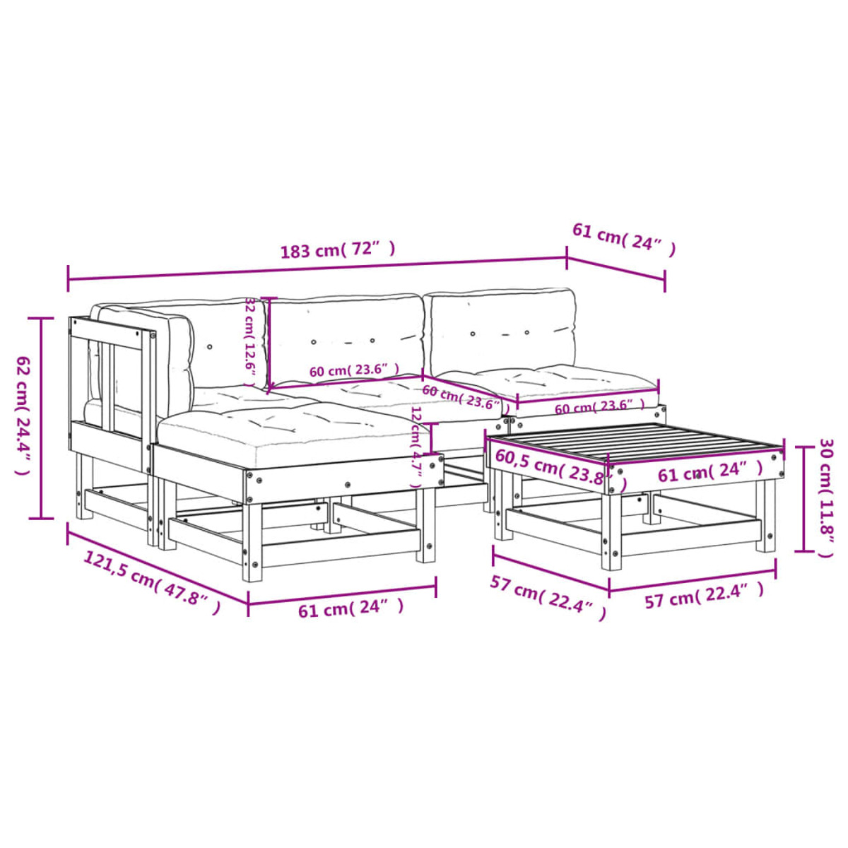 Honigbraun Stuhlset, Gartentisch- 3186042 und VIDAXL