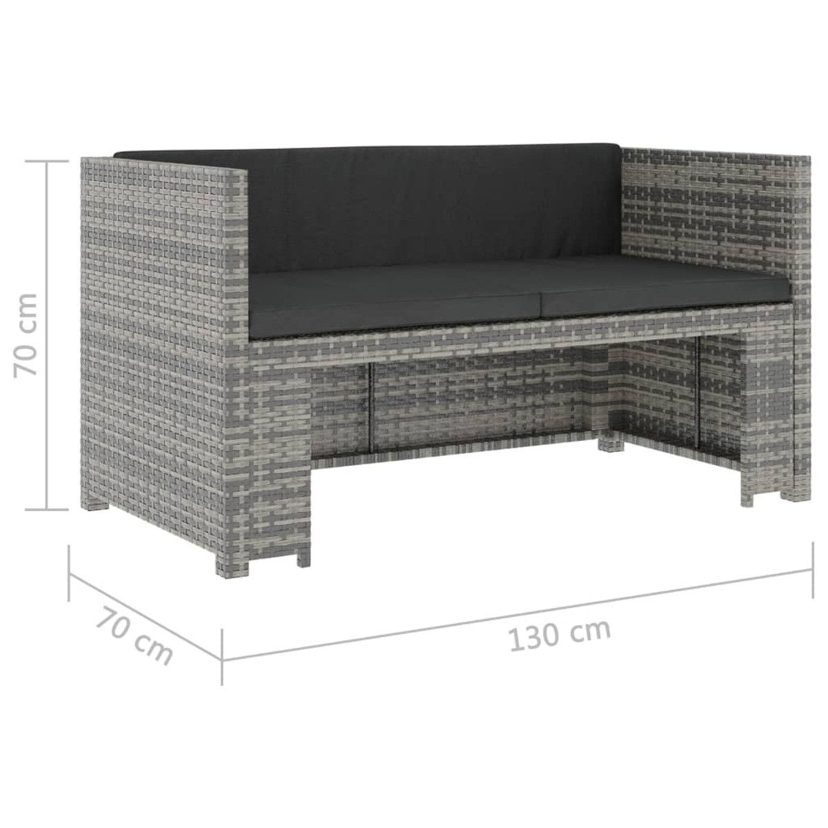 graues Gartentisch- und VIDAXL und Poly-Rattan 48134 Stuhlset, dunkelgraue Auflagen