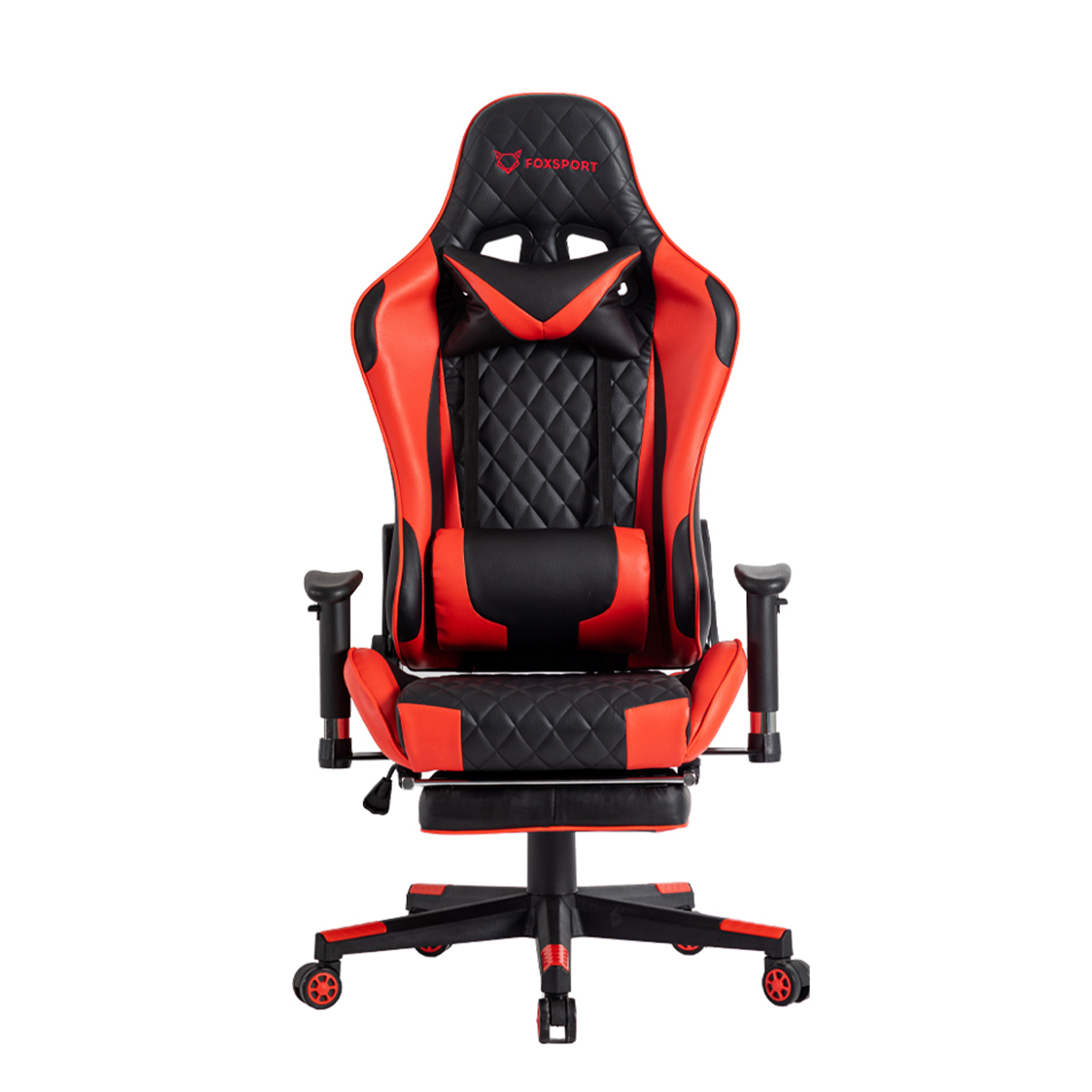 schwarz/rot FOXSPORT Gaming-Stuhl, mit rot Beinstütze