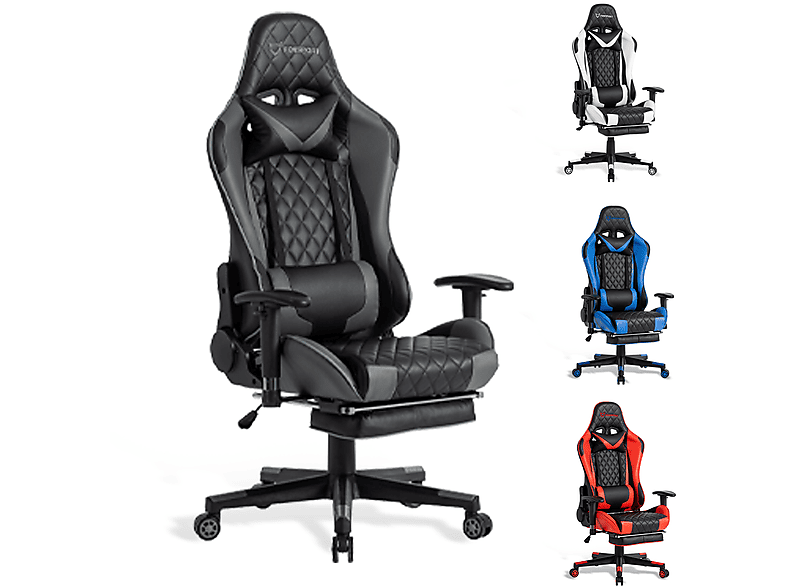 schwarz FOXSPORT Gaming-Stuhl, Beinstütze Schwarz/Grau