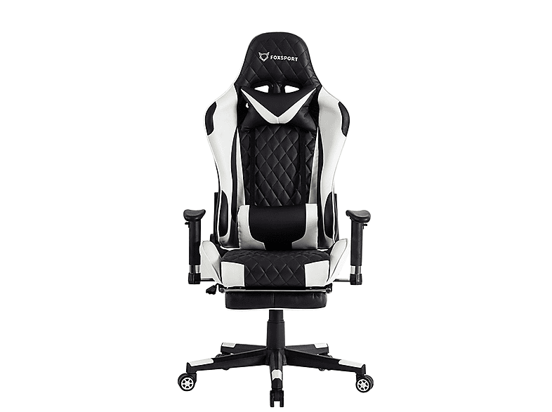 mit Beinstütze weiß FOXSPORT Gaming-Stuhl, schwarz/weiß