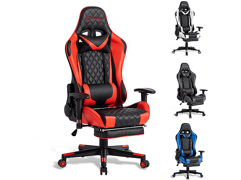 Schwarz/Rot Beinstütze FOXSPORT Gaming-Stuhl, rot