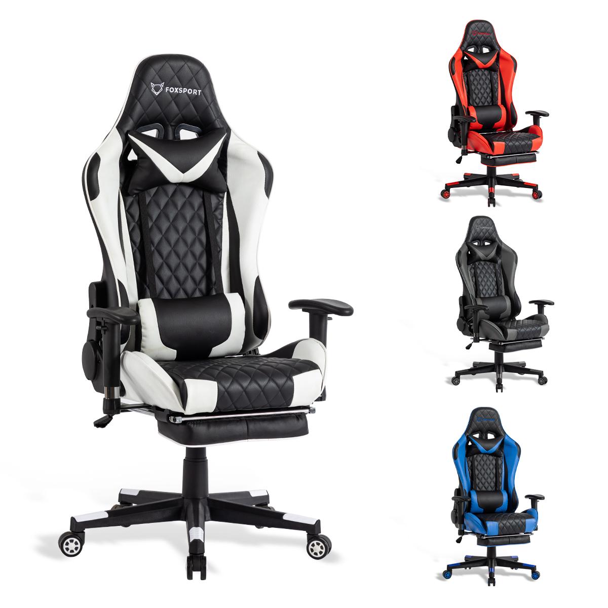 Gaming-Stuhl, FOXSPORT weiß Beinstütze Schwarz/Weiß