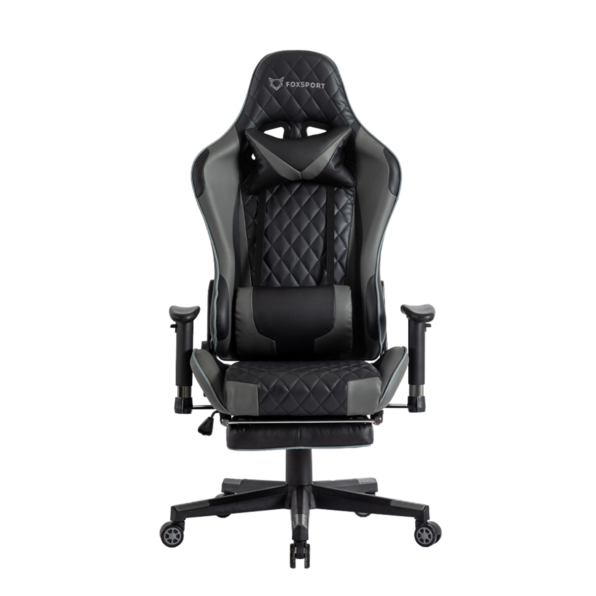 FOXSPORT mit Beinstütze schwarz/grau Gaming-Stuhl, schwarz