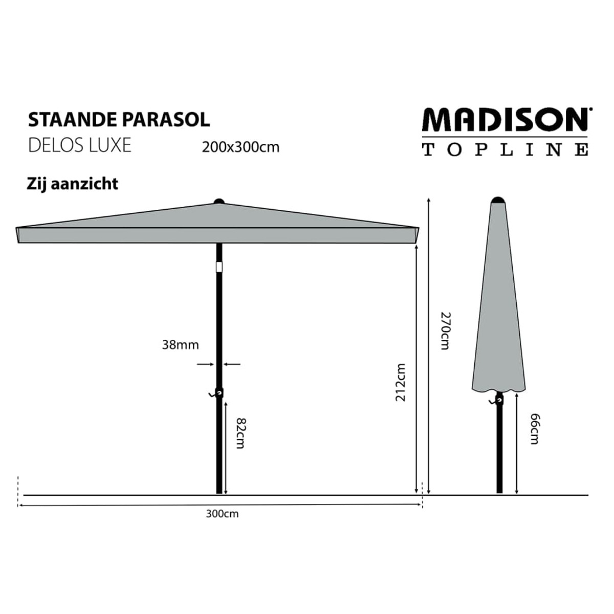 MADISON 418790 Sonnenschirm, Grau