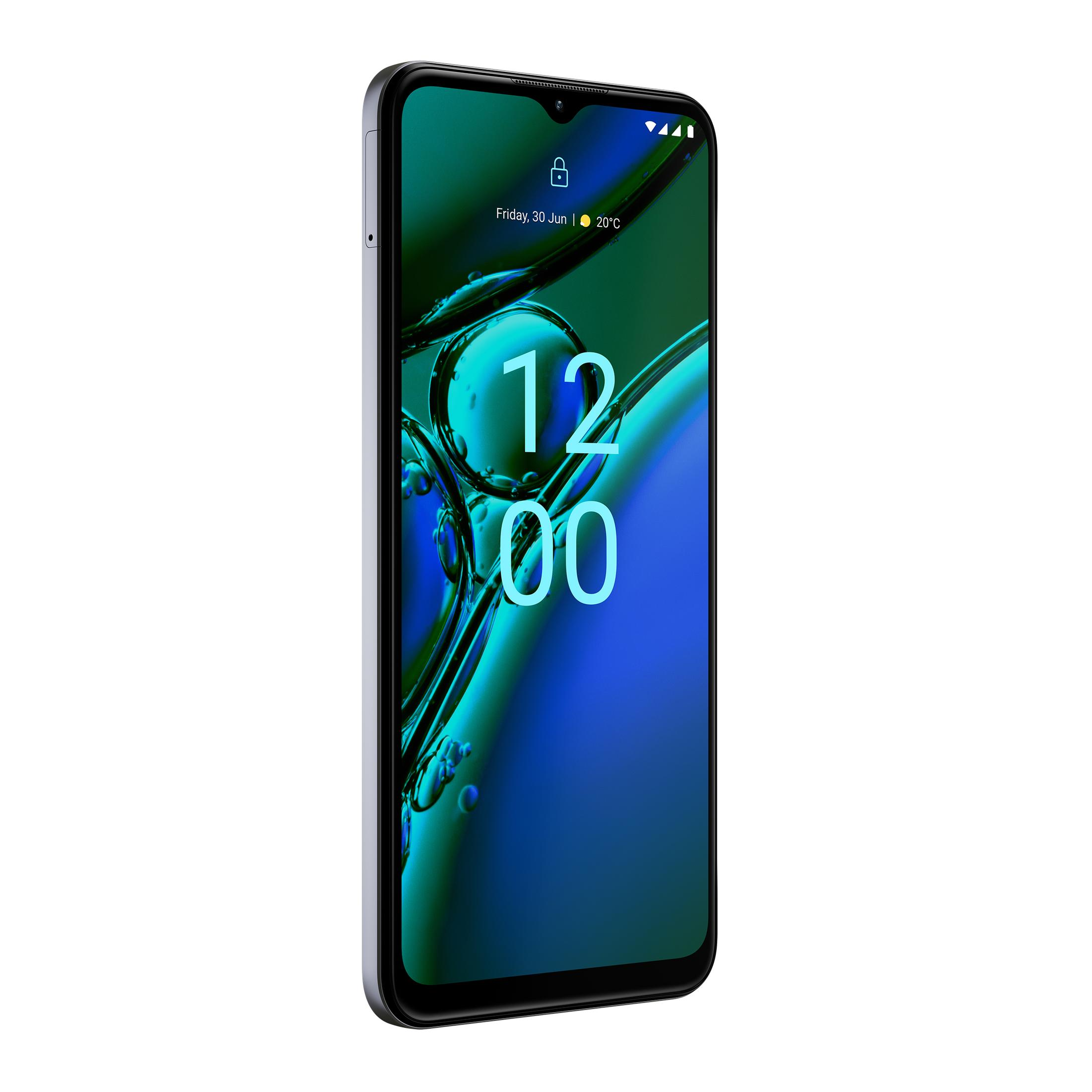 Smartphone mit grün-blauem Hintergrund auf dem Bildschirm. Schlankes Design.