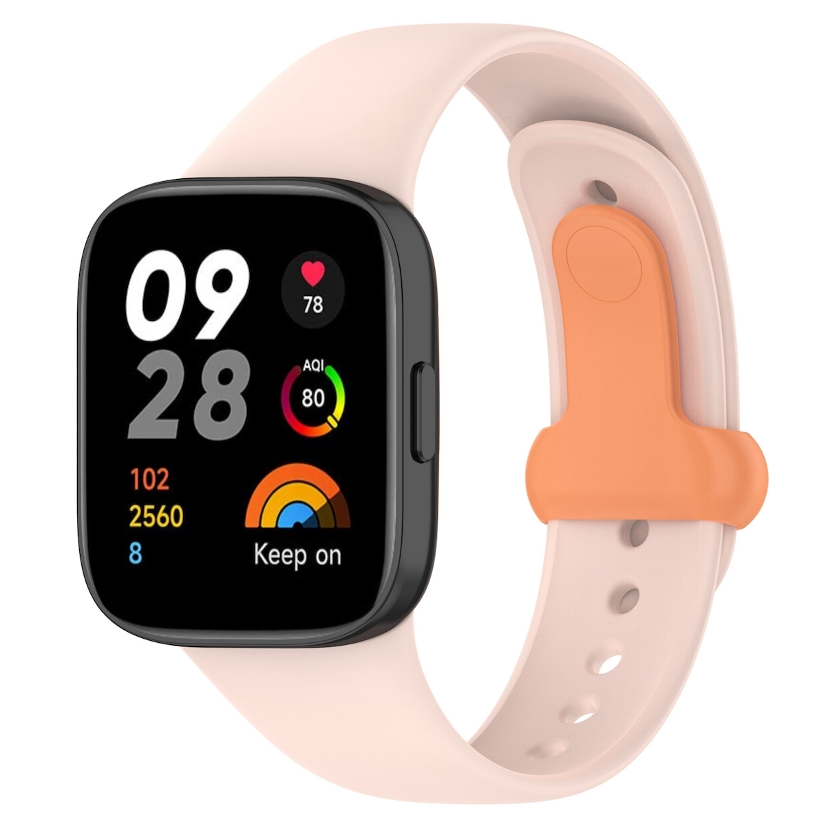 Band / Silikon Ersatzarmband, Xiaomi, praktischem / Kunststoff mit Watch farbigem Sport 3, Redmi Design Verschluss, WIGENTO Orange Rosa